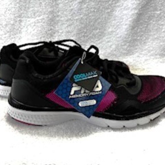 Fila Cool Max memory foam running shoes in black and magenta NWT Size 9 - Picture 2 of 8